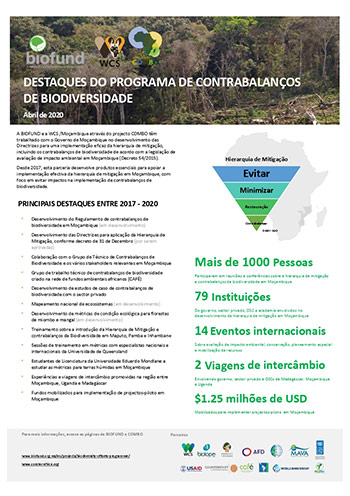 Destaques do programa de contrabalanços de biodiversidade